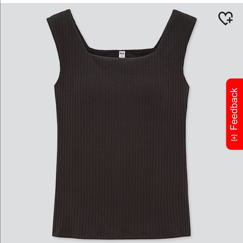 UNIQLO WIDE-RIBBED SQUARE NECK SLEEVELESS BRA TOP (Sz XS -Black)